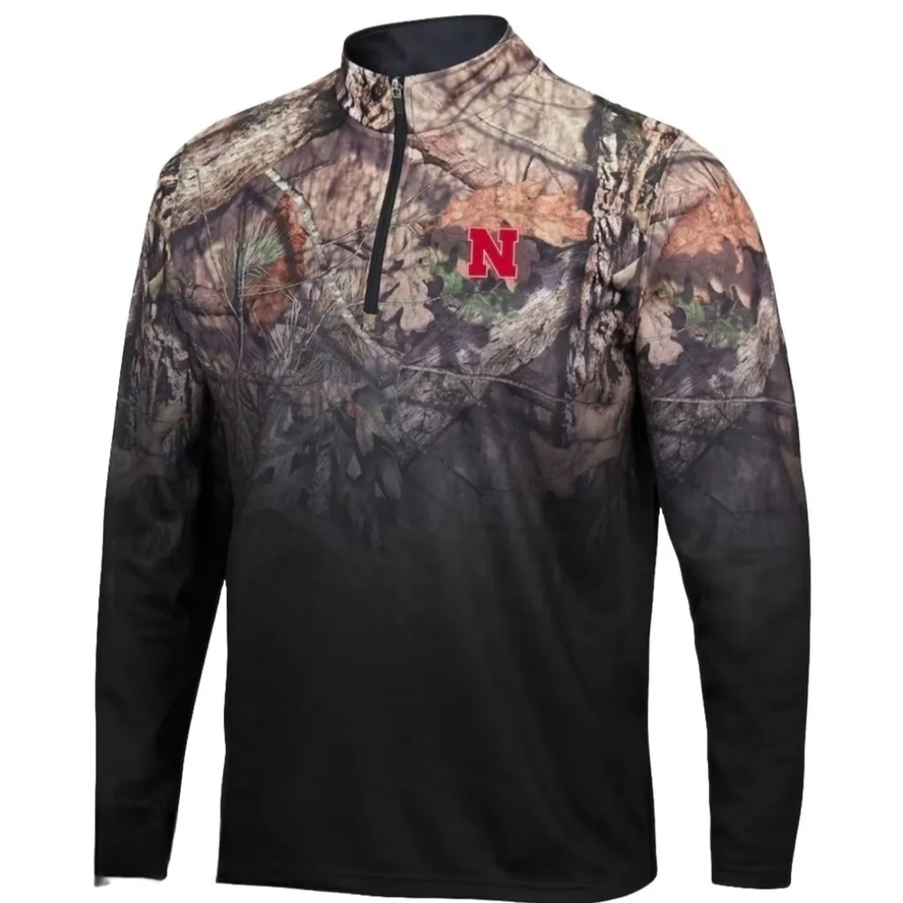 Nebraska Cornhuskers Colosseum 1/4 Zip Pullover Jacket Mossy Oak Camo Men Large